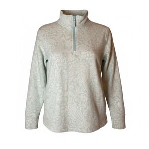 Vera Bradley Womens Light Blue Paisley Floral Fleece Quarter Zip Pullover Size M